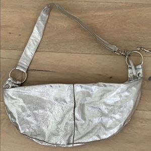 Allison Burns metallic silver crossbody bag